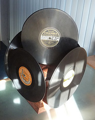 revolving record display.